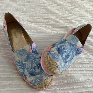 Lilly Pulitzer Floral Espadrilles in Blue and Pink